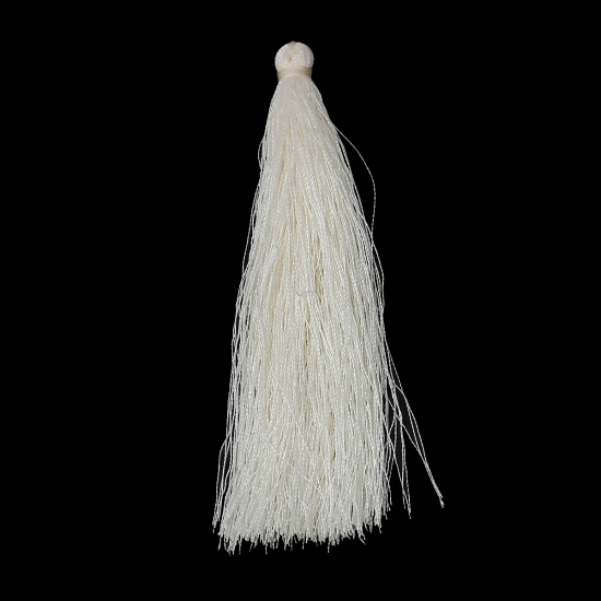 Picture of Polyester Silky Tassel Creamy-White 9cm(3 4/8") long, 10 PCs