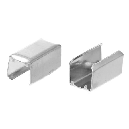 Picture of Alloy Cord End Caps For Jewelry Necklace Bracelet Rectangle Silver Tone 10mm x 5mm, 24 PCs