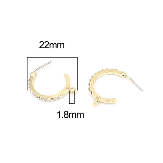 Изображение Zinc Based Alloy Hoop Earrings Findings C Shape 22mm x 20mm, Post/ Wire Size: (22 gauge), 6 PCs