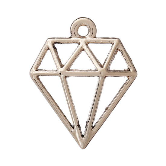 Image de Pendentifs en Alliage de Zinc Diamant Or Clair Creux 19mm x 16mm, 20 Pcs