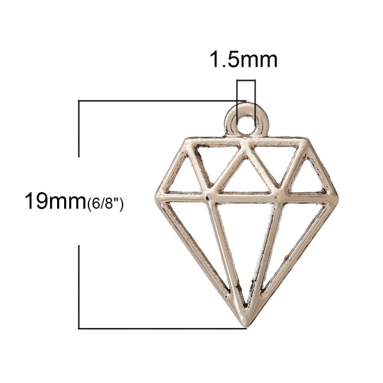 Image de Pendentifs en Alliage de Zinc Diamant Or Clair Creux 19mm x 16mm, 20 Pcs