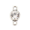 Bild von Zinklegierung Verbinder Rund Antik Silber Transparent Strass 13mm x 7mm, 10 Stück