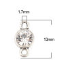 Bild von Zinklegierung Verbinder Rund Antik Silber Transparent Strass 13mm x 7mm, 10 Stück