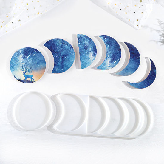 Image de Matériaux de Remplissage pour Bijoux de Résine en Silicone Demi Lune Bleu 1 Paquet
