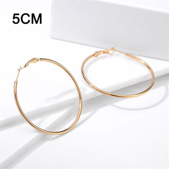 Image de Boucles d'Oreilles Créole Anneaux en Acier Inoxydable Doré Annulaire 5cm Dia., 1 Paire