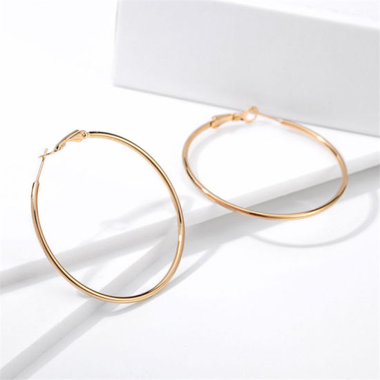 Image de Boucles d'Oreilles Créole Anneaux en Acier Inoxydable Doré Annulaire 6cm Dia., 1 Paire