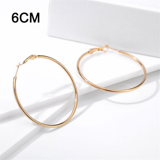 Image de Boucles d'Oreilles Créole Anneaux en Acier Inoxydable Doré Annulaire 6cm Dia., 1 Paire