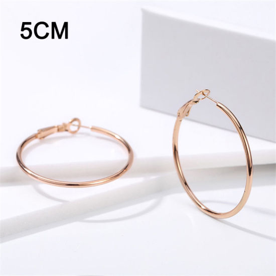 Image de Boucles d'Oreilles Créole Anneaux en Acier Inoxydable Or Rose Annulaire 5cm Dia., 1 Paire
