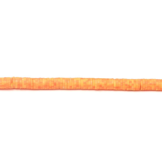 粘土 Katsuki ビーズ 円形 オレンジ色 約 4mm直径、 穴：約 1.1mm、 長さ： 40.5cm - 40cm、 3 連 （約 330 - 350個 /一連） の画像