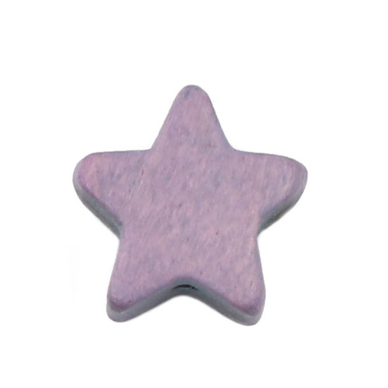 Bild von Holz Zwischenperlen Spacer Perlen Pentagramm Stern Lila ca. 15mm x 15mm, Loch: ca. 1.8mm, 20 Stück