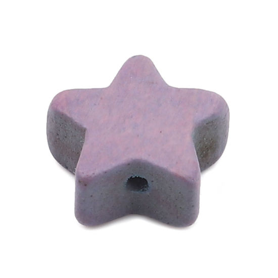 Picture of Wood Spacer Beads Pentagram Star Purple About 15mm x 15mm, Hole: Approx 1.8mm, 20 PCs