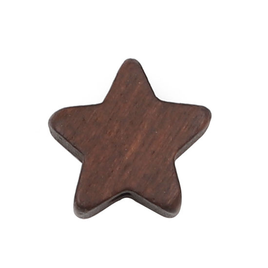 Bild von Holz Zwischenperlen Spacer Perlen Pentagramm Stern Kaffeebraun ca. 15mm x 15mm, Loch: ca. 1.8mm, 20 Stück