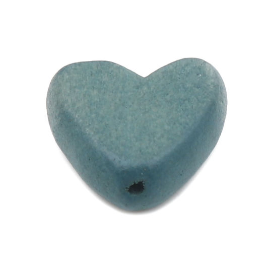 Immagine di Natural Wood Spacer Beads Heart Steel Gray About 15mm x 15mm, Hole: Approx 1.8mm, 20 PCs