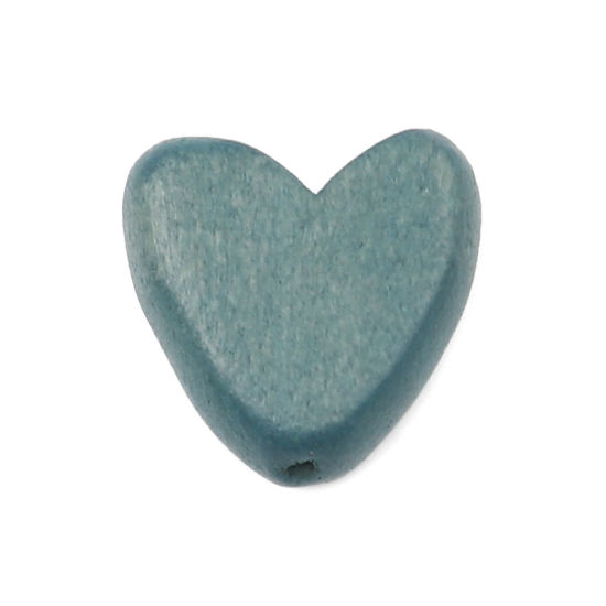 Immagine di Natural Wood Spacer Beads Heart Steel Gray About 15mm x 15mm, Hole: Approx 1.8mm, 20 PCs