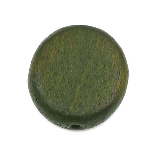 Picture of Wood Spacer Beads Round Olive Green About 15mm Dia., Hole: Approx 1.8mm, 20 PCs