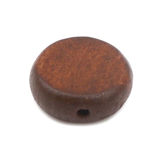 Picture of Wood Spacer Beads Round Coffee About 15mm Dia., Hole: Approx 1.8mm, 20 PCs