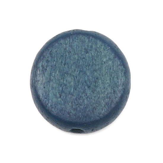 Image de Perles en Bois Rond Bleu 15mm Dia, Trou: env. 1.8mm, 20 Pcs