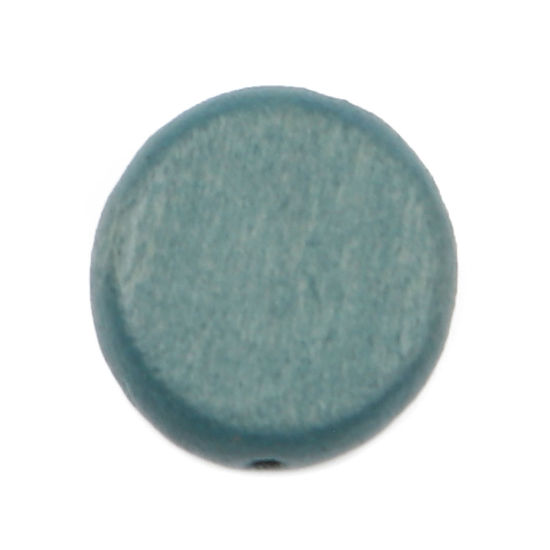 Image de Perles en Bois Rond Bleu Gris 15mm Dia, Trou: env. 1.8mm, 20 Pcs