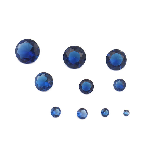 Picture of Cubic Zirconia Birthstone Rhinestone Royal Blue Round September Faceted 6mm Dia., 10 PCs