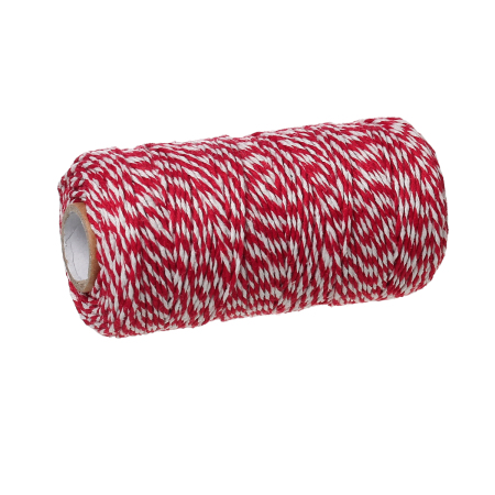 Image de Cordon/Fil en Coton Rouge Rayées 1.5mm, 1 Rouleau(Environ 100 Yards)