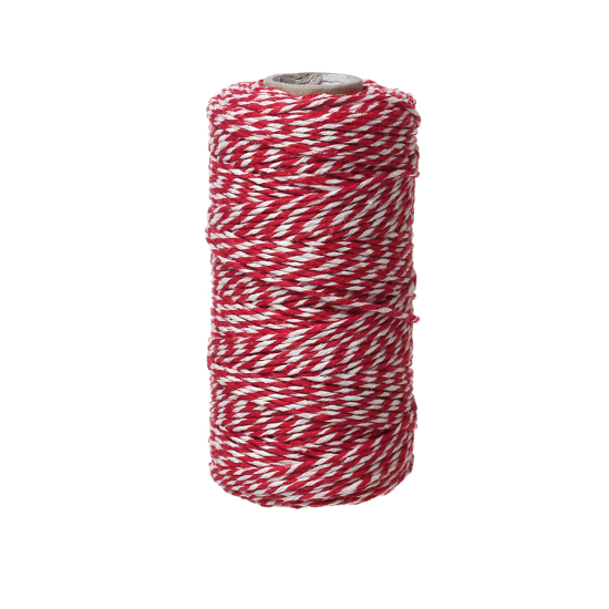 Bild von Baumwolle Schnur Rot Streifen 1.5mm D., 1 Rolle(ca. 100 Yards)