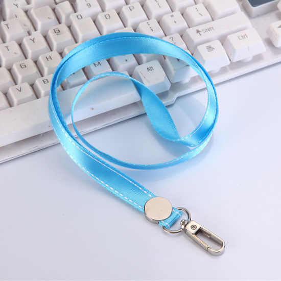 Picture of Polyester ID Holder Neck Strap Lanyard Light Blue Gold Plated 46cm, 1 Piece