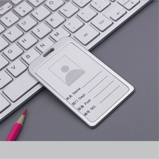 Picture of Aluminum Alloy ID Card Badge Holders Silver Plated 9.8cm x 5.8cm, 1 Piece