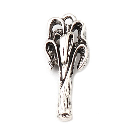 Picture of Zinc Based Alloy Charms Shallot Shape Antique Silver Color 25mm x 9mm, 10 PCs
