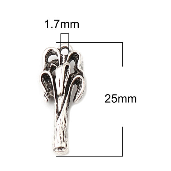 Immagine di Zinc Based Alloy Charms Shallot Shape Antique Silver Color 25mm x 9mm, 10 PCs