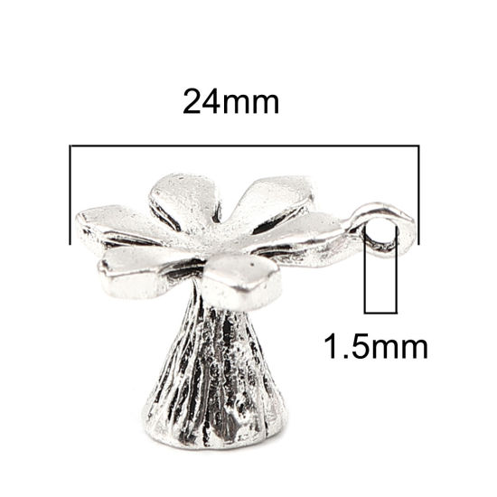 Immagine di Zinc Based Alloy Charms Daffodil Flower Antique Silver Color 24mm x 18mm, 3 PCs