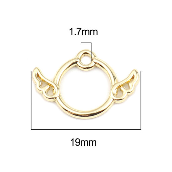 Immagine di Zinc Based Alloy Charms Circle Ring Gold Plated Wing 19mm x 13mm, 20 PCs
