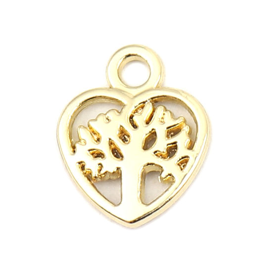 Immagine di Zinc Based Alloy Charms Heart Gold Plated Tree 12mm x 10mm, 20 PCs