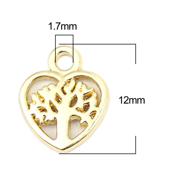 Immagine di Zinc Based Alloy Charms Heart Gold Plated Tree 12mm x 10mm, 20 PCs