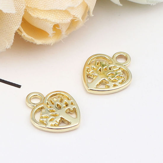 Immagine di Zinc Based Alloy Charms Heart Gold Plated Tree 12mm x 10mm, 20 PCs