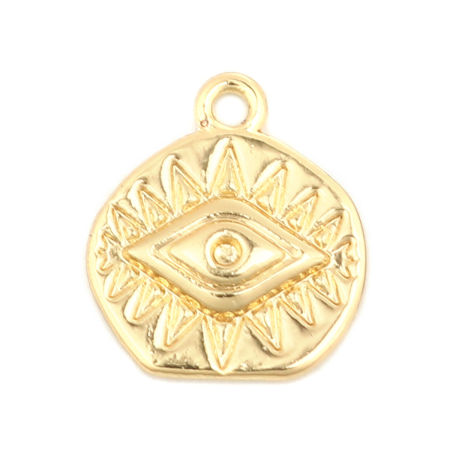 Zinc Based Alloy Religious Charms Oval Gold Plated Eye of Providence/ All-seeing Eye 15mm x 14mm, 10 PCs