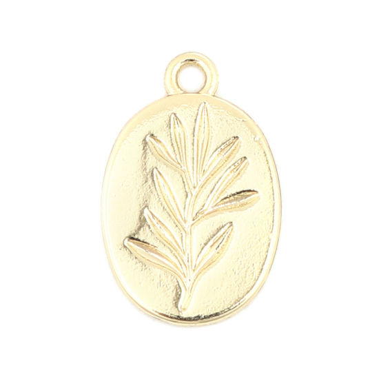 Immagine di Zinc Based Alloy Charms Oval Gold Plated Branch 21mm x 14mm, 10 PCs
