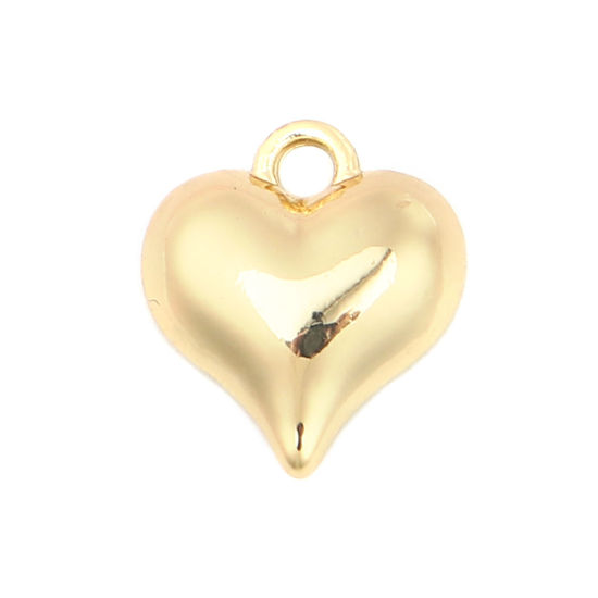 Bild von Zinklegierung Valentinstag Charms Herz Vergoldet 16mm x 14mm, 10 Stück