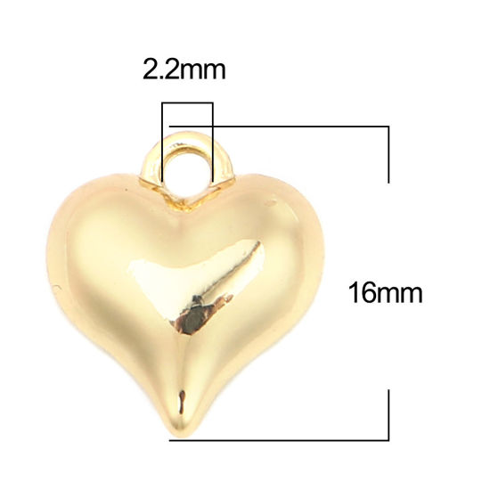 Bild von Zinklegierung Valentinstag Charms Herz Vergoldet 16mm x 14mm, 10 Stück