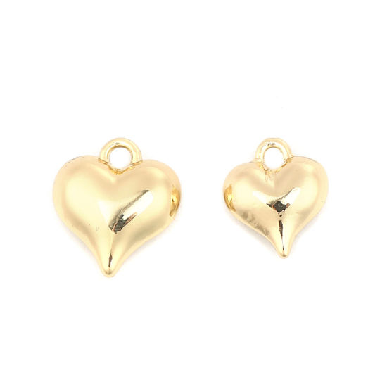 Bild von Zinklegierung Valentinstag Charms Herz Vergoldet 16mm x 14mm, 10 Stück