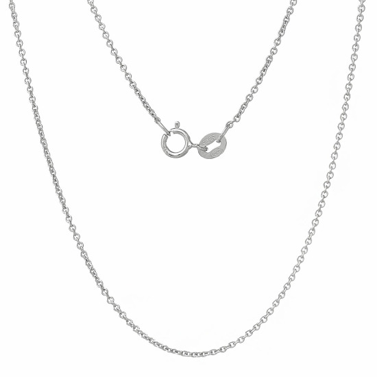 Picture of Sterling Silver Link Cable Chain Necklace Silvery Platinum Plated 44cm(17 3/8") long, Chain Size: 1.2mm, 1 Piece