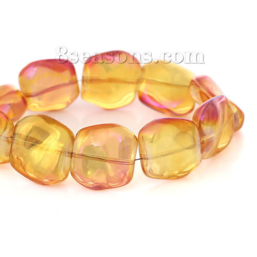 Picture of Glass Loose Beads Irregular Orange AB Color Transparent About 18mm x 17mm, Hole: Approx 1.1mm, 20 PCs