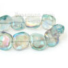 Picture of Glass Loose Beads Irregular Green AB Rainbow Color Aurora Borealis Transparent About 18mm x 17mm, Hole: Approx 1.1mm, 20 PCs