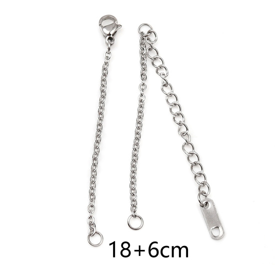 Picture of 5 Sets 304 Stainless Steel Semi-finished Bracelets For DIY Handmade Jewelry Making Silver Tone 18cm(7 1/8") long