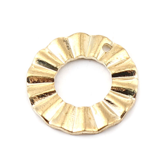 Picture of Zinc Based Alloy Charms Round 16K Real Gold Plated 18mm Dia., 5 PCs