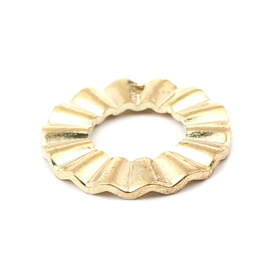 Picture of Zinc Based Alloy Charms Round 16K Real Gold Plated 18mm Dia., 5 PCs