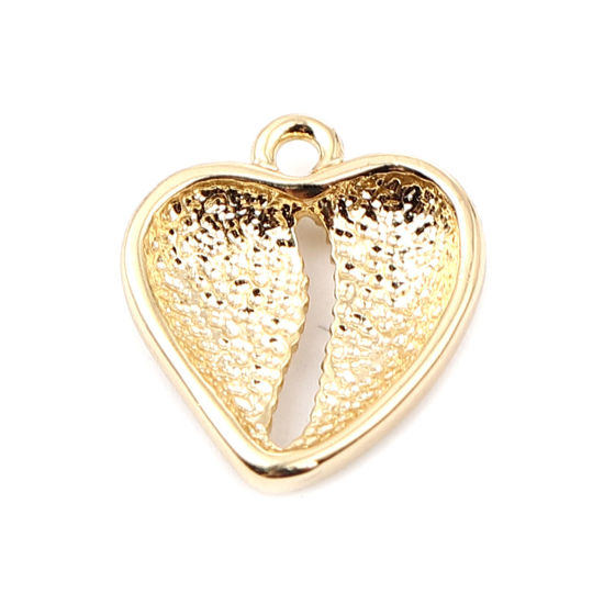 Picture of Zinc Based Alloy Charms Heart 16K Real Gold Plated Shell 20mm x 17mm, 5 PCs