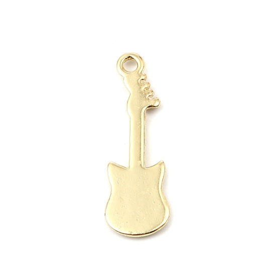 Picture of Zinc Based Alloy Music Pendants Guitar Musical Instrument 16K Real Gold Plated 32mm x 10mm, 5 PCs