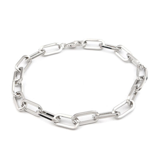 Picture of Lobster Clasp Bracelets Oval Real Platinum Plated 22.5cm(8 7/8") long, 1 Piece
