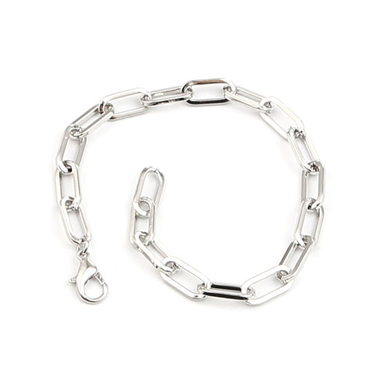 Picture of Lobster Clasp Bracelets Oval Real Platinum Plated 22.5cm(8 7/8") long, 1 Piece
