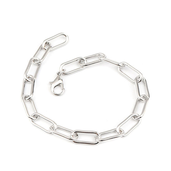 Picture of Lobster Clasp Bracelets Oval Real Platinum Plated 22cm(8 5/8") long, 1 Piece